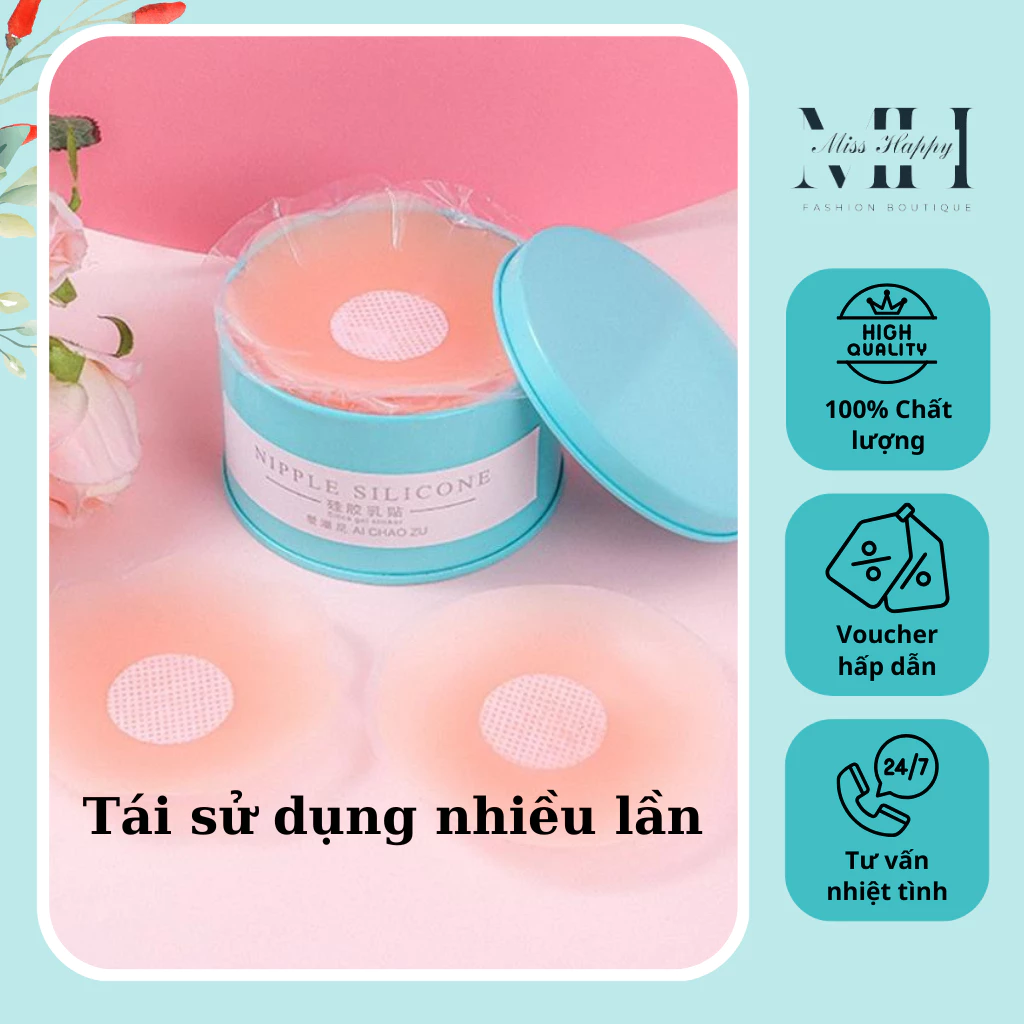 Miếng Dán Ngực Silicon Siêu Mỏng 5 Cặp - Bám Dính Tốt, Hàng Loại 1