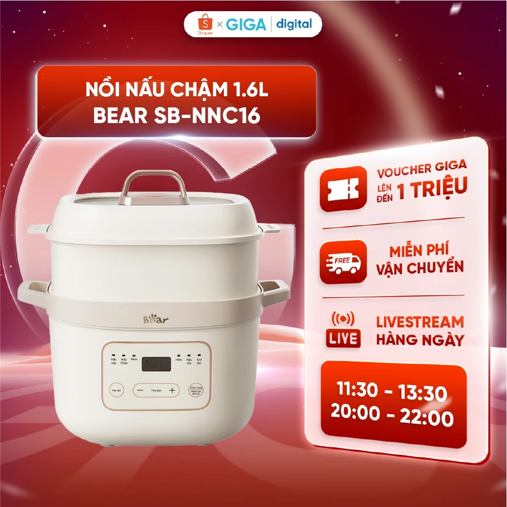 Nồi Nấu Chậm Bear 1.6L/2.0L - Hầm Ninh Giữ Trọn Dinh Dưỡng, Tiếng Việt Dễ Dùng