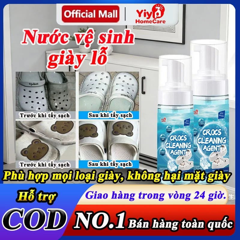 Nước Tẩy Trắng Giày Crocs Chuyên Dụng - Đánh Bay Vết Bẩn Cứng Đầu, Sạch Bóng Như Mới