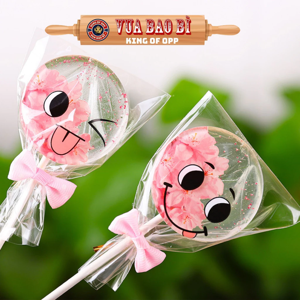 Set 100 Túi Nhựa OPP Gói Kẹo Mút, Đa Dạng Kích Thước, Dây Kim Loại Vàng