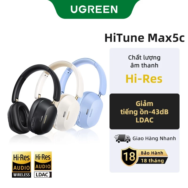 Tai Nghe Bluetooth UGREEN HiTune Max5c Chống Ồn ANC, Pin 75 Giờ, Bluetooth 5.4