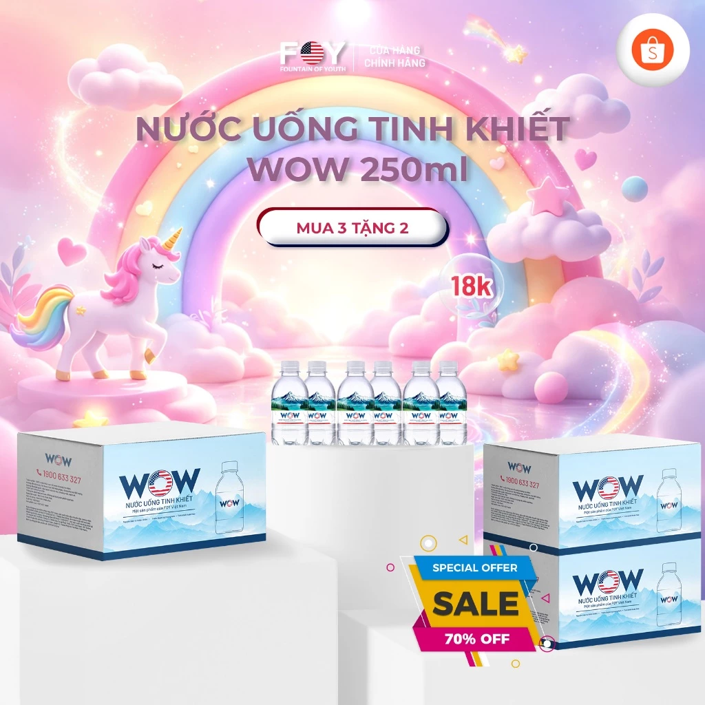 Thùng 24 Chai Nước Tinh Khiết WOW Luxury 250ml - Quà Tặng Sức Khỏe Cao Cấp