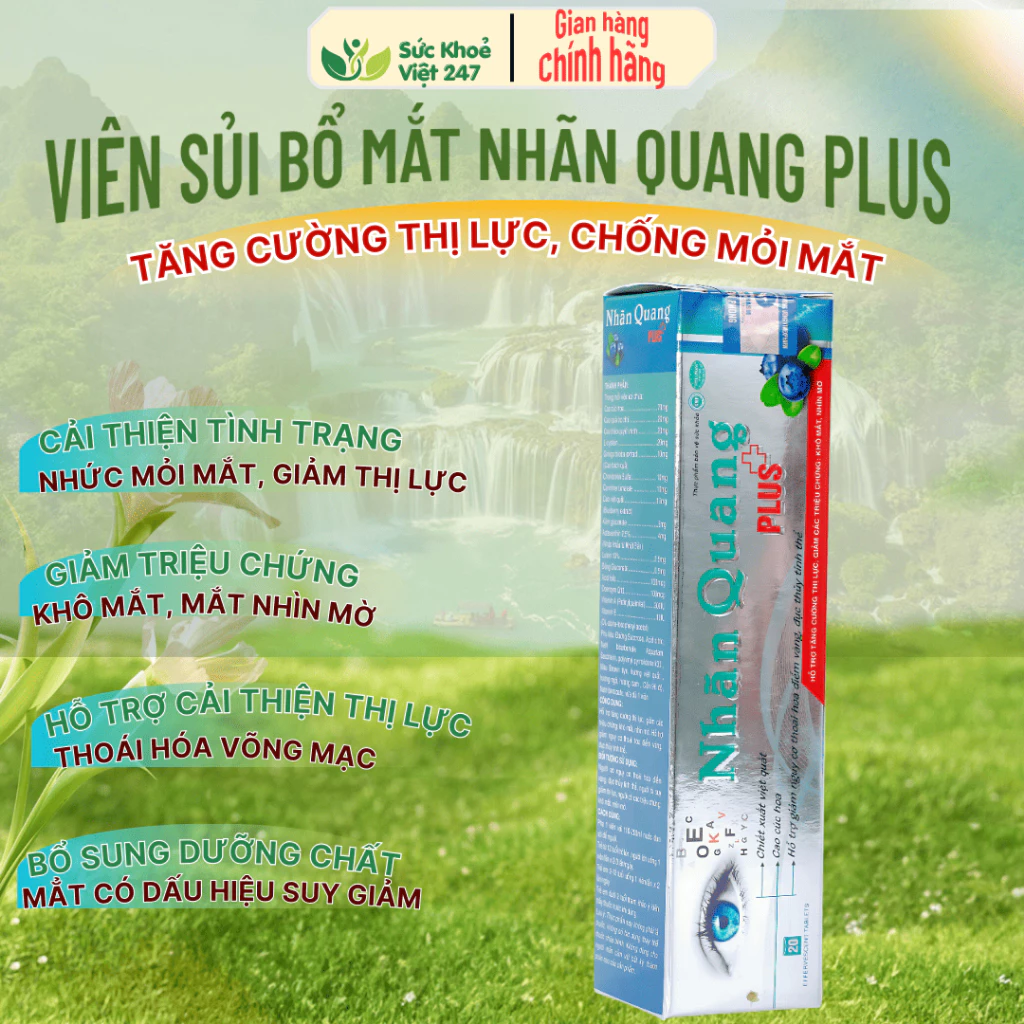 Viên Sủi Bổ Mắt Nhãn Quang Plus - Giảm Mỏi Mắt, Chống Ánh Sáng Xanh, Cho Cả Gia Đình