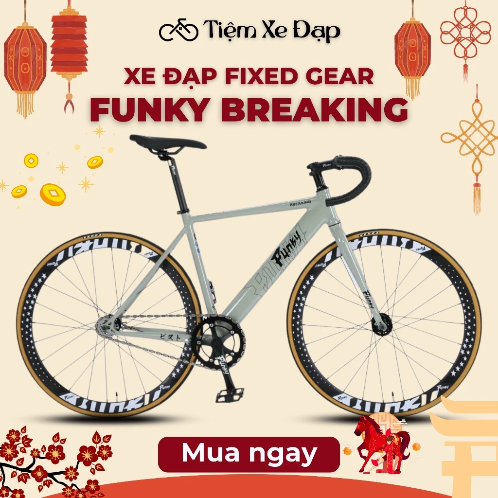 Xe Đạp Fixed Gear FUNKY BREAKING - Khung Thép, Phụ Kiện Nhôm, Tặng Balo & Dụng Cụ