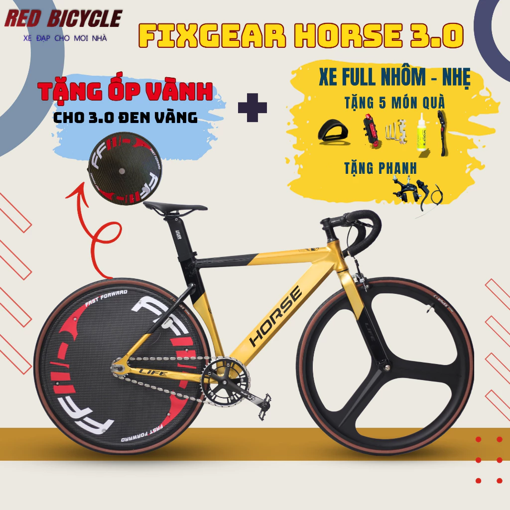 Xe Đạp Fixed Gear LIFE HORSE 3.0 & FX2 - Phanh An Toàn, Quà Tặng Hấp Dẫn