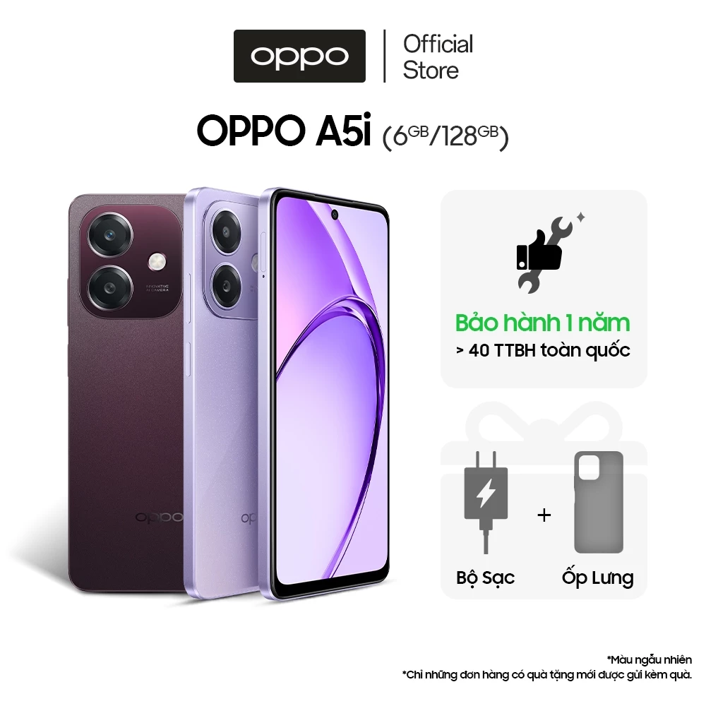 OPPO A5i 6GB/128GB - Pin 5100mAh, Sạc Nhanh 45W, Màn Hình 90Hz, Hàng Chính Hãng