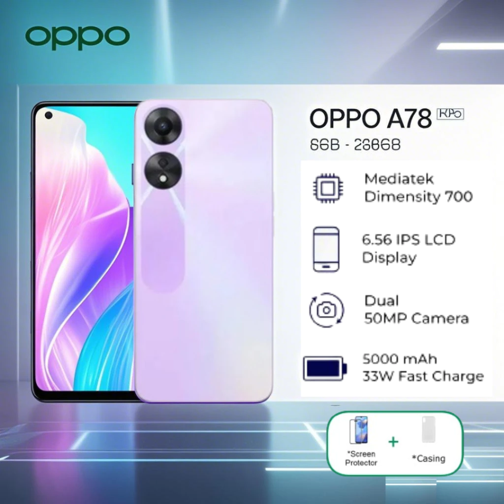 OPPO A78 5G 8GB/256GB - Pin 5000mAh, Camera 50MP, Bảo Hành 5 Năm Chính Hãng